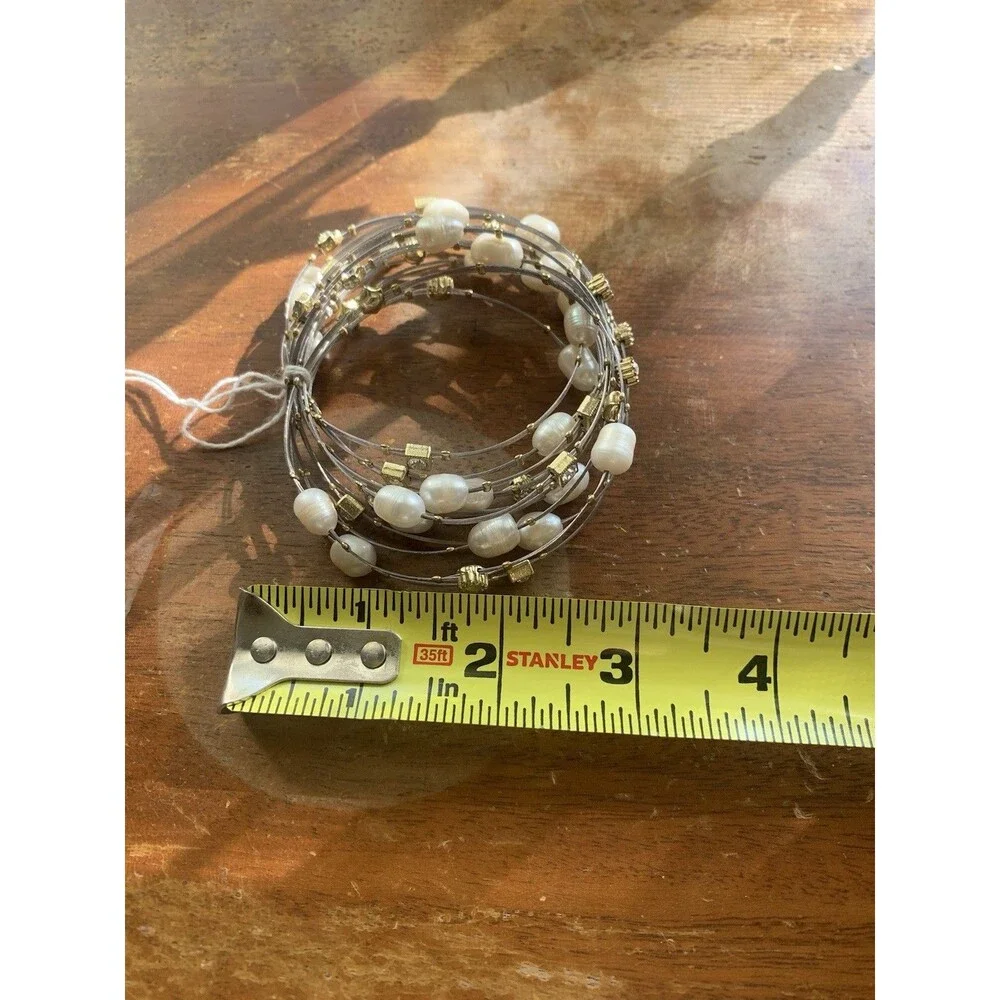 Vintage Glass Pearl Bead Bracelets – 12 Strand Set, Silver Tone, MCM / 80s